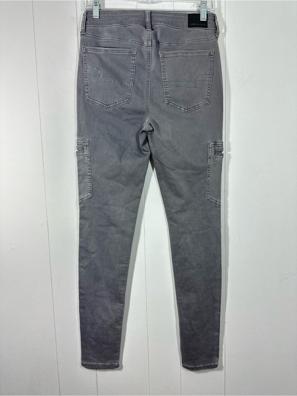 American Eagle Size 8 Long Hi-Rise Gray Cargo Jegging Next Level Stretch - Picture 5 of 14